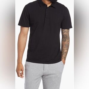 Vince Regular Fit Garment Dyed Cotton Polo in Black Size Large Men’s Shirt